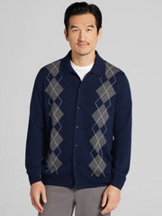 Modern Fit Argyle Button Front Polo Sweater