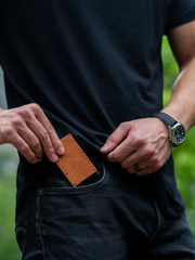 2.0 Tobacco Brown Leather Minimalist Cash Strap Wallet