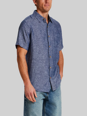 Regular Fit Solid Linen Woven Short Sleeve Shirt