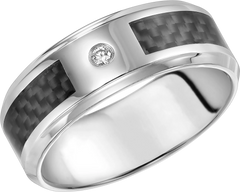 8mm Diamond Accent Stainless Steel Carbon Band