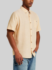 Regular Fit Dobby Stripe Woven Short Sleeve Shirt