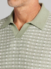 Johnny Collar Plaid Knit Polo Sweater