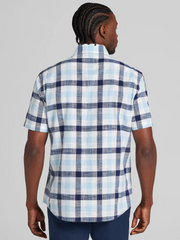 Classic Fit Plaid Woven Short Sleeve Button Up Shirt