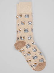 Cat With Glasses Socks, 1-Pair