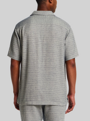 Regular Fit Jacquard Short Sleeve Button Up Shirt