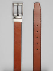 Reversible Stitched Cut Edge Brushed Buckle Belt