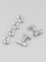 Etched Wrapped Stem Cufflink and Stud Set