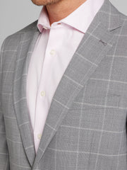 Slim Fit Windowpane Plaid Suit Jacket