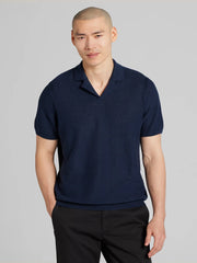 Linen Blend Camp Collar Polo Sweater
