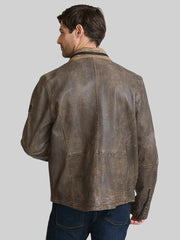 Regular Fit Vintage Distressed Leather Jacket