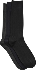 Solid Ribbed Socks, 3-pack
