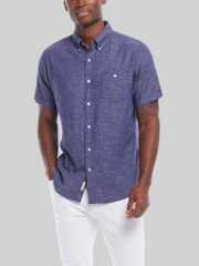 Regular Fit Mixy Solid Woven Short Sleeve Shirt