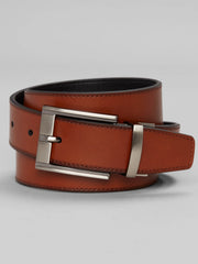 Reversible Stitched Cut Edge Brushed Buckle Belt