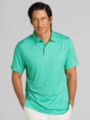 Regular Fit Linear Geometric Print Short Sleeve Golf Polo