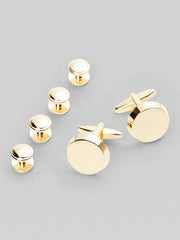 Round Cufflink and Stud Set