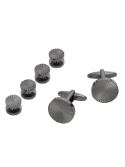 Round Spiral Gunmetal Cufflinks & Studs Set