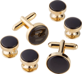 Round Pearl Sterling Silver Cufflinks & Studs Set