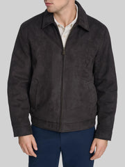 Faux Suede Laydown Collar Jacket
