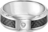 8mm Diamond Accent Stainless Steel Carbon Band