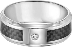 8mm Diamond Accent Stainless Steel Carbon Band