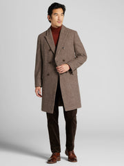 Double-Breasted Houndstooth Topcoat