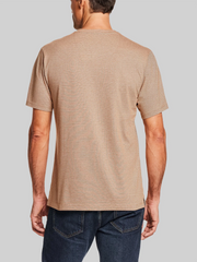 Regular Fit Suede Microstripe Short Sleeve Henley