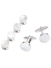Mother-of-Pearl Circle Cufflinks & Studs Set