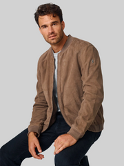 Regular Fit Nubuck Leather Bomber Jacket