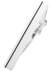 Stripe-Embellished Metal Tie Bar