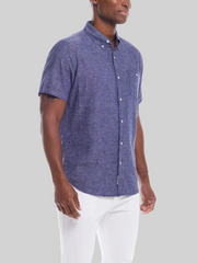 Regular Fit Mixy Solid Woven Short Sleeve Shirt