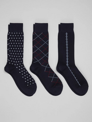 Vertical Chevron Dress Socks, 3-Pack