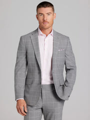 Slim Fit Windowpane Plaid Suit Jacket