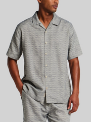 Regular Fit Jacquard Short Sleeve Button Up Shirt