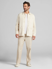 Modern Fit Pleated Stretch Linen Blend Trousers