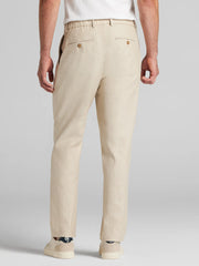 Modern Fit Pleated Stretch Linen Blend Trousers