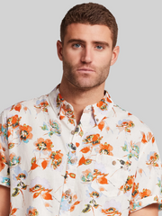 Regular Fit Artistic Floral Short Sleeve Button Up Shirt