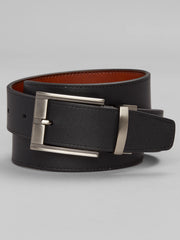 Reversible Stitched Cut Edge Brushed Buckle Belt