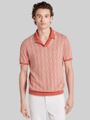 Modern Fit Jacquard Camp Collar Polo Sweater