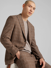 Slim Fit Premium Wool Blend Plaid Suit Jacket