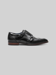 Karson Leather Wingtip Monk Strap Dress Shoes