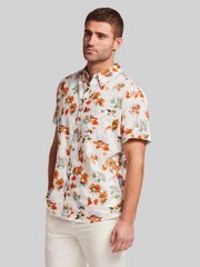 Regular Fit Artistic Floral Short Sleeve Button Up Shirt