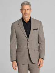 Modern Fit Premium Wool Blend Windowpane Suit Jacket
