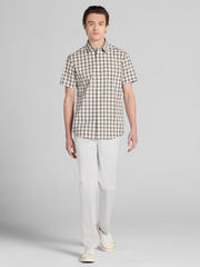 Ombre Plaid Woven Short Sleeve Button Up Shirt