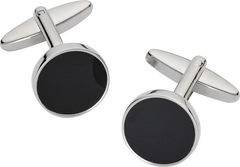 Round Onyx Silver Cufflinks