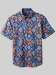 Regular Fit Logan Printed Short Sleeve Button Up Shirt