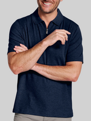 Regular Fit Finn 4-Way Stretch Ribbed Zip Polo