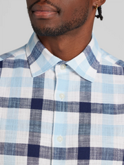 Classic Fit Plaid Woven Short Sleeve Button Up Shirt