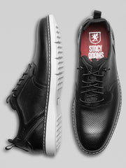 Sync Leather Plain Toe Elastic Lace-Up Shoes
