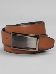 Feather Edge Reversible Cut-Out Plaque Leather Belt