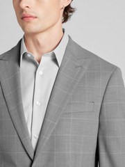 CHILLFLEX Slim Fit Peak Lapel Windowpane Suit Jacket